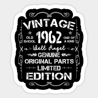 Vintage Made In 1962 Retro Classic 59th Birthday Decorations Sticker